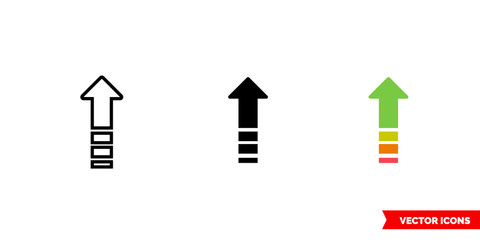 Upgrade icon of 3 types color, black and white, outline. Isolated vector sign symbol.