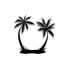 Double palm trees silhouette