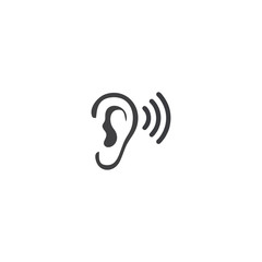 Ear listen vector icon on white background