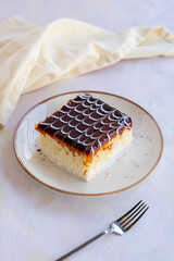 trilece dessert on white wood