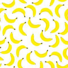 Obraz na płótnie Canvas Seamless pattern with ripe yellow bananas isolated on a white background