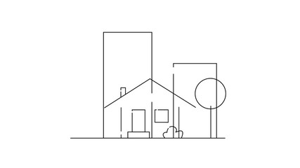 Concept of construction flat style house, isolated on white background.