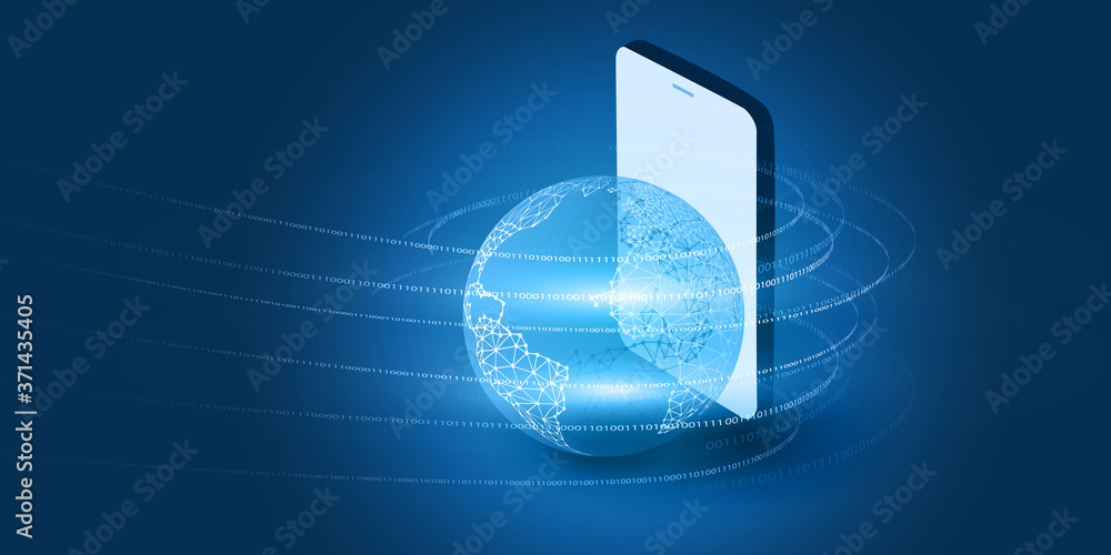 Poster abstract blue minimal style cloud computing, networks, telecommunications concept design with glowin