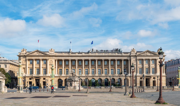Paris, France - March 15 2020: Hotel de Crillon at Place de la Concorde