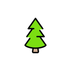 Christmas tree, fir-tree color icon thin line, linear, outline. Simple sign, logo. 