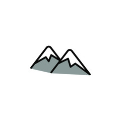 Mountain color icon thin line, linear, outline. Simple landscape sign, logo. 