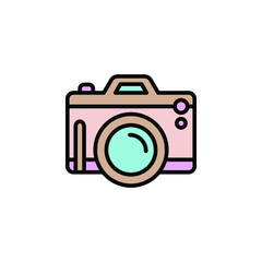 Camera Photography color icon thin line, linear, outline. pocket digital camera Simple sign, fotocamera logo gadget 