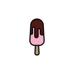 Ice lolly, ice cream color icon thin line, linear, outline. Simple sign, logo