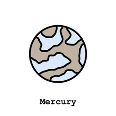 Mercury planet color icon thin line, linear, outline vector. Mercury planet simple sign, logo. 