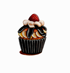 Strawberry cupcakes in dark chocolate