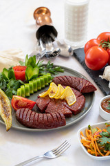 sausage - baked sausage on a white background