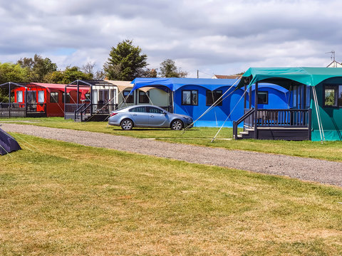Caravans Row On Typical British Summer Holiday Park