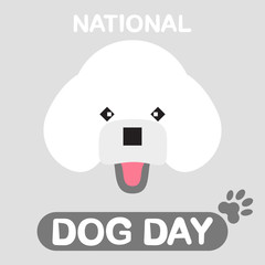 Illustration for National Dog Day, Poodle dog on grey background, Great for card, Banner and emblem. 