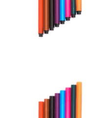 groups of crayons top view isolated