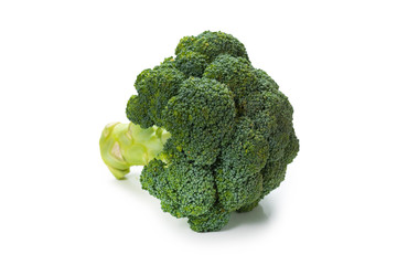 Fresh tasty broccoli isolated on white background.