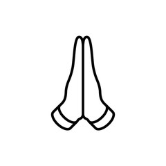Praying hands vector icon on white background