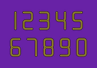 Set of numbers with black and yellow typography design elements