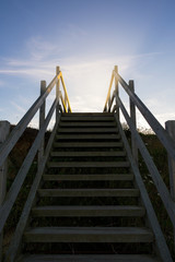 wooden steps heading down over the beach and sand dunes at Lowestoft Suffolk