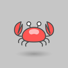 Cute sea crab icon isolated on grey