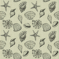 Watercolor hand drawn artistic colorful undersea ocean life seamless monochrome pattern