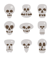 Vector set of human skulls isolated on white