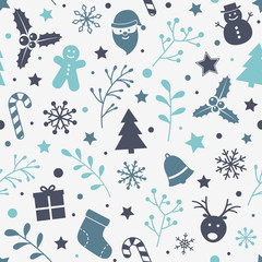 Concept of Christmas background with ornaments. Seamless pattern. Vector