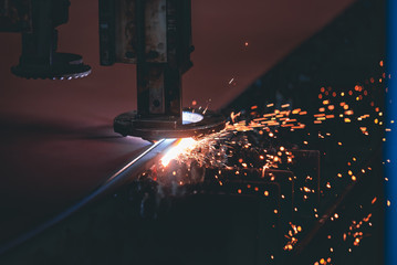 industrial steel cutting with plasma cutting machine