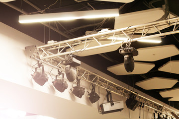 LED lighting equipment, LED forstage professional lighting device colored. Led lights for disco