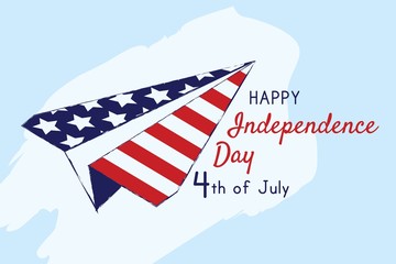 USA Independence Day gift card. Vector illustration of handwritten lettering for banner, web design and textiles.