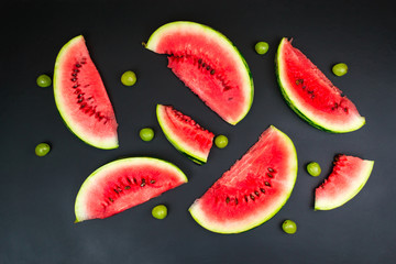 Close-up of fresh slices of red watermelon