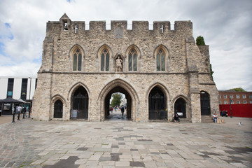 Fototapeta na wymiar The Bargate in Southampton, a medieval gatehouse leading to the town centre in Hampshire, UK
