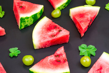 Close-up of fresh slices of red watermelon
