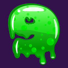 Slime font type number 9 latin alphabet. Green bubbling toxic mold