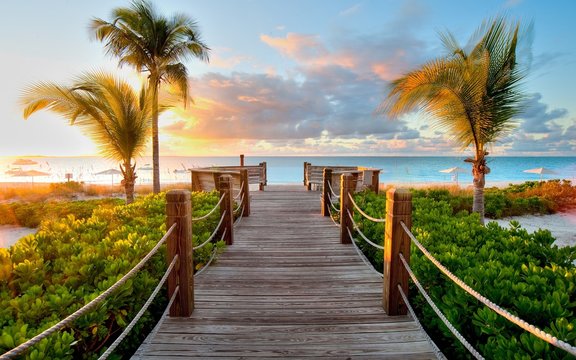 wooden bridge over the sea