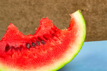 Close-up of fresh slices of red watermelon