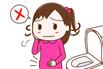 便秘でお腹がポッコリの少女