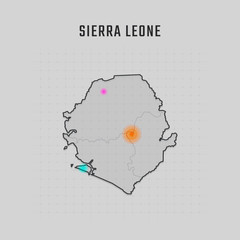 Map of Sierra Leone with all states and radar spot on map. Each city has separately for your design. Vector Illustration