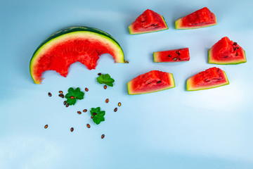 Close-up of fresh slices of red watermelon