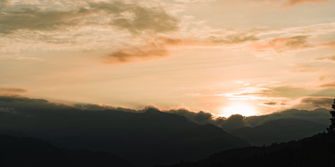 Beautiful Mountain Sunset Landscape Scene. Stock Photo