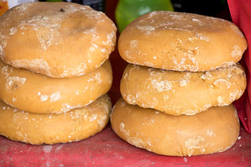Image of organic jaggery in indian village market