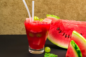 Close-up of fresh slices of red watermelon