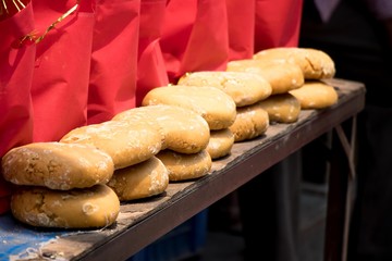 Image of organic jaggery in indian village market