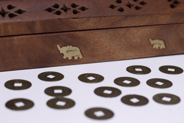 incense case with chinese coins