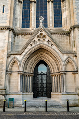 Fototapeta premium The grand entrance to a Roman Catholic cathedral in the city of Norwich, Norfolk