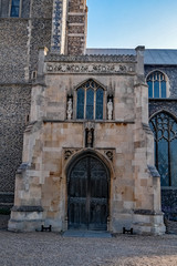 The grand entrance to an Anglican church in the city of Norwich, Norfolk