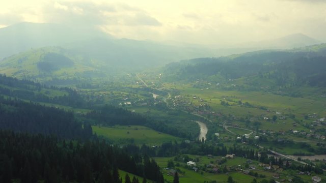 Forest mountains green field hill jungle treen aerial
