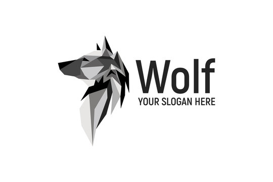 geometric wolf logo design inspiration with stone texture