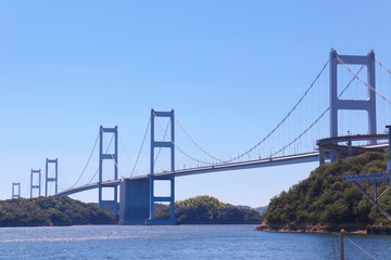 来島海峡大橋　しまなみ海道　今治市　よしうみいきいき館より