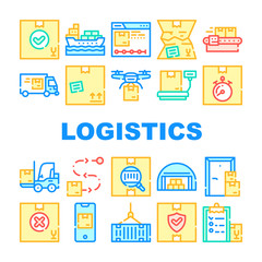 Logistics Service Collection Icons Set Vector Illustrations