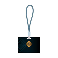 id badge black mockup with golden sign, corporate identity